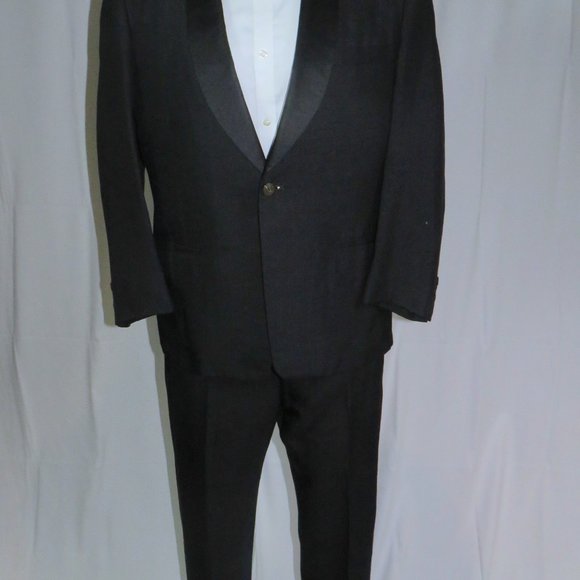 Rogers Peet Vintage Matka Silk Black Shawl Collar One Button Tuxedo 38S - Picture 2 of 14